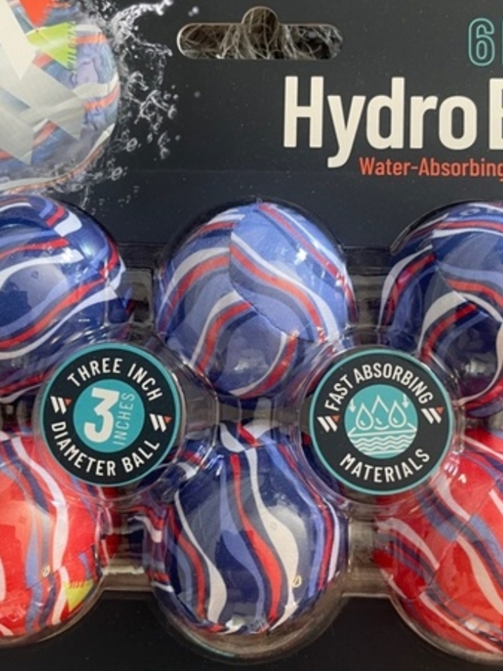 Hydro Ball Water-Absorbing Three-Inch Ball - Red, Blue, White
